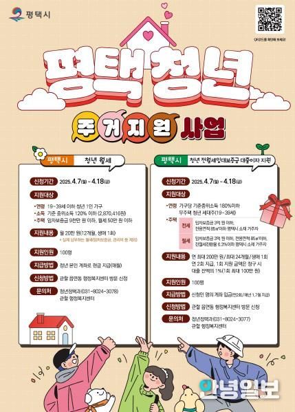 2025년 ‘평택시 청년 월세 지원’ 사업 대상자 모집