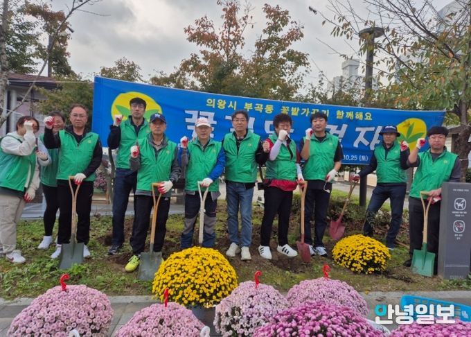 의왕시 부곡동 새마을지도자협의회, 부곡공원 국화 식재 및 가을철 농촌일손돕기 실시