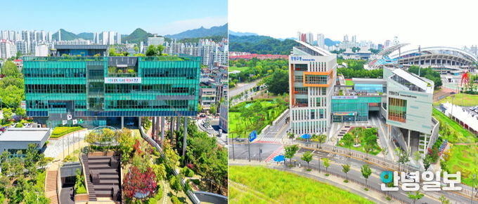상록구청(왼쪽 사진), 단원구청(오른쪽 사진) 전경