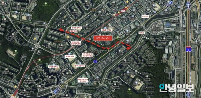 수지구 정평천 일원 산책 정비공사 위치도