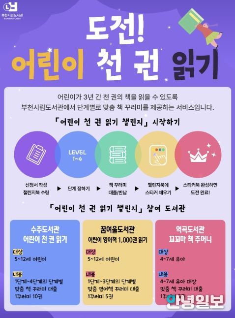 어린이 천 권 읽기 챌린지 홍보 포스터